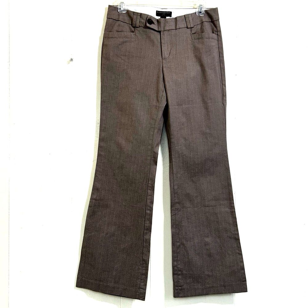 Banana Republic Women Beige Tan Chino Trouser Pants Size 8P Low Rise Boot Flare